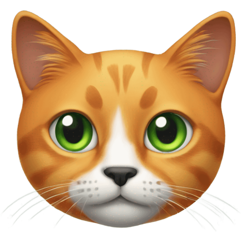 orange cat with little black and white color with green eyes emoji