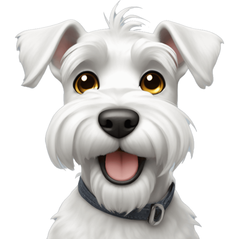 White schnauzer smiling  emoji