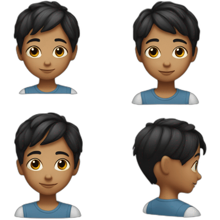 7 year old boy with black and short hair emoji