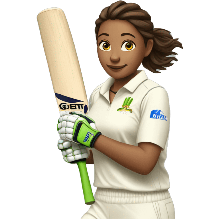 Women Cricketer + cricket bat emoji