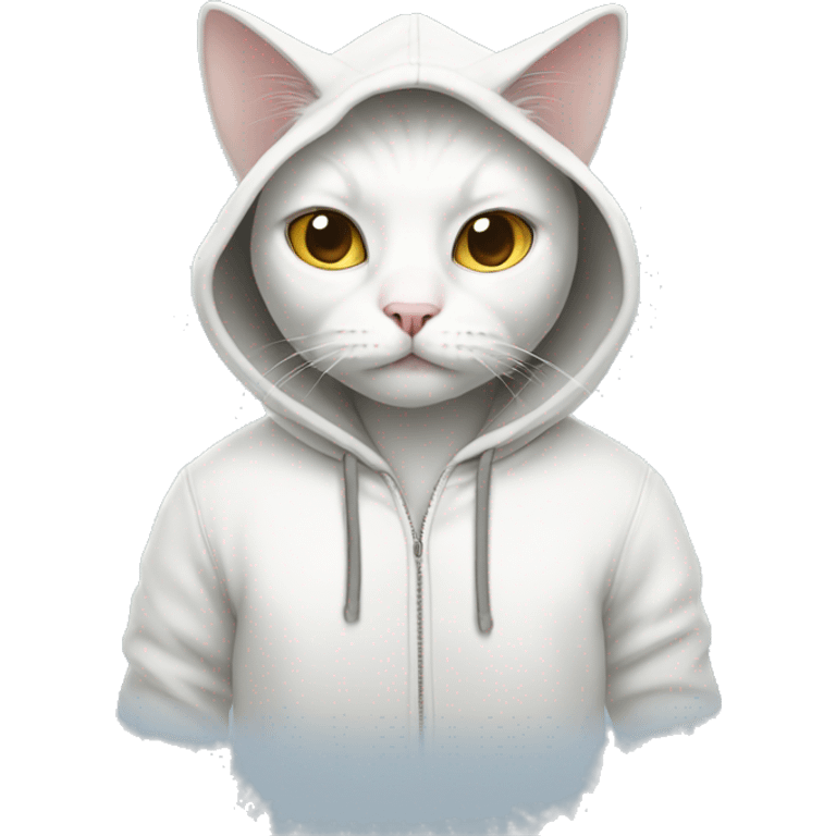 White Cat wearing hoodies  emoji