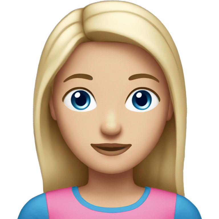 white,dark blonde girl blue eyes straight hair and pink top emoji