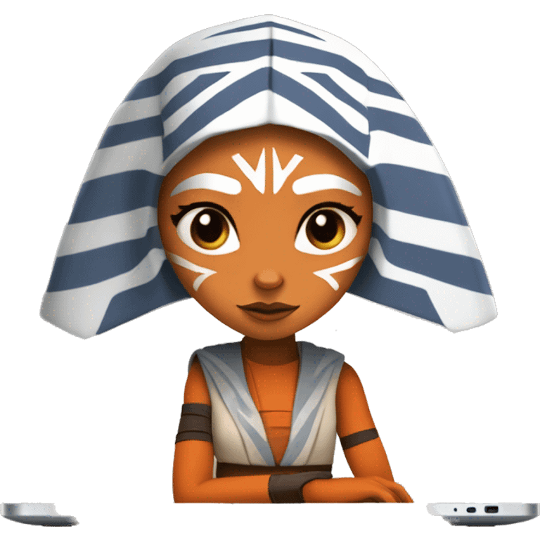 A cute Ahsoka Tano from Star Wars with a laptop emoji