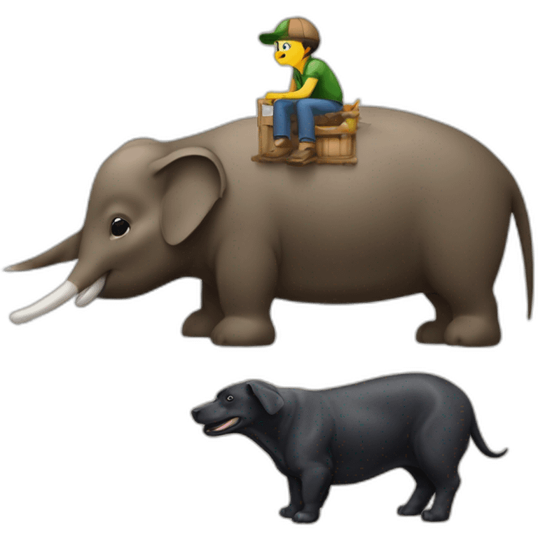 Oiseau sur un chat sur une tortue sur un doberman sur un âne dur une vache sur un éléphant  emoji