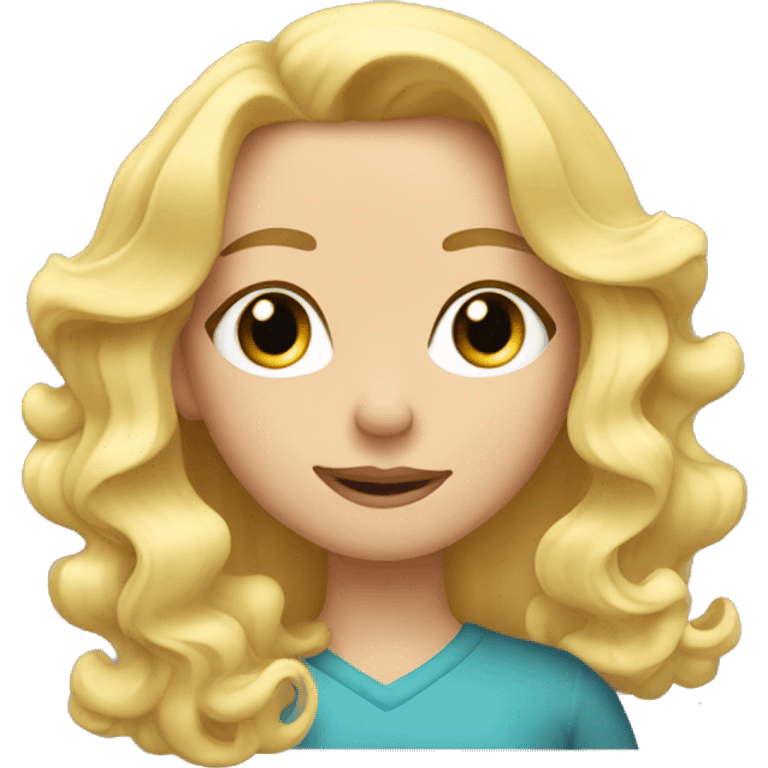 Blond hair girl curling her eyelashes  emoji