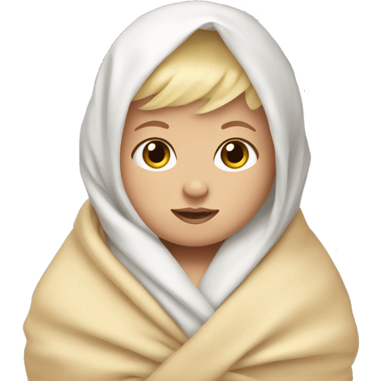 White baby with blonde hair wrapped in a swaddle  emoji