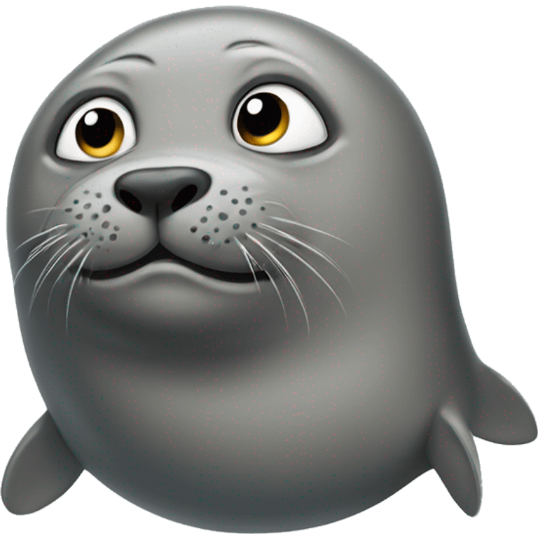 a seal turning it's head and looking awkward emoji