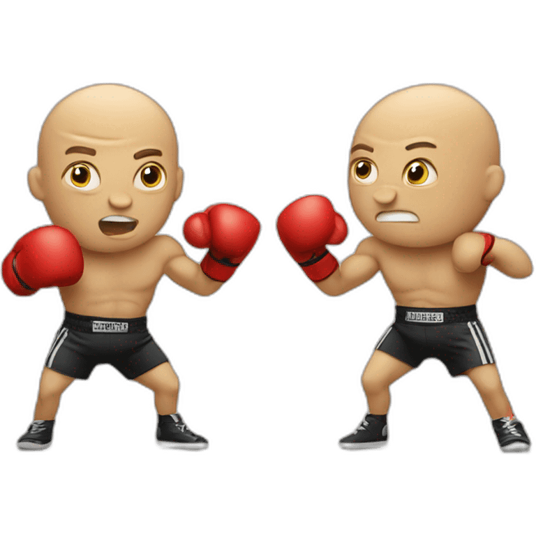 two small men with big heads fighting boxing emoji