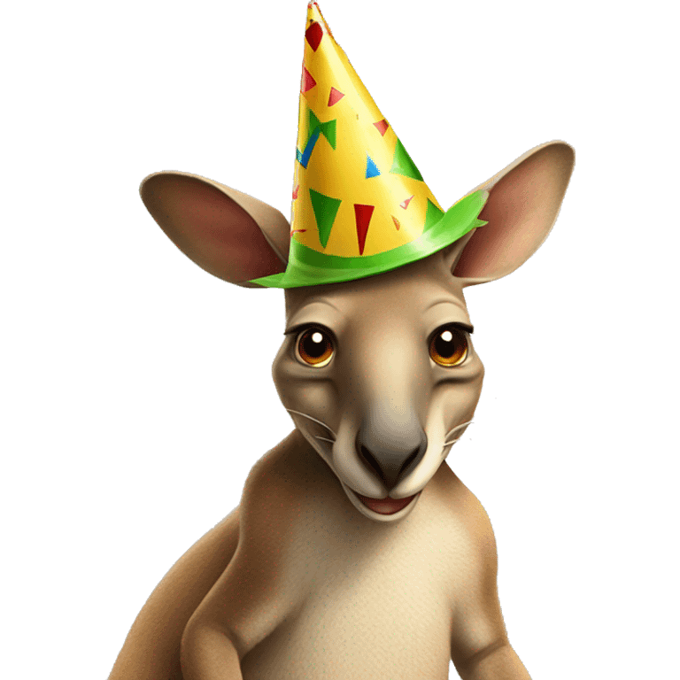 full kangaroo wearing party hat emoji