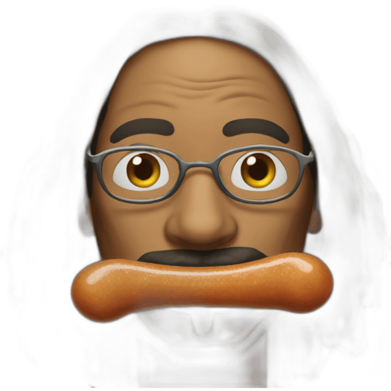 Snoop dogg with a sausage in his mouth emoji