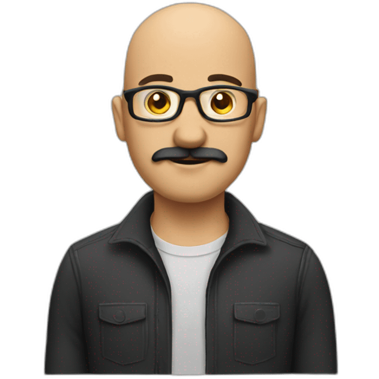 bald developer with a black mustache emoji