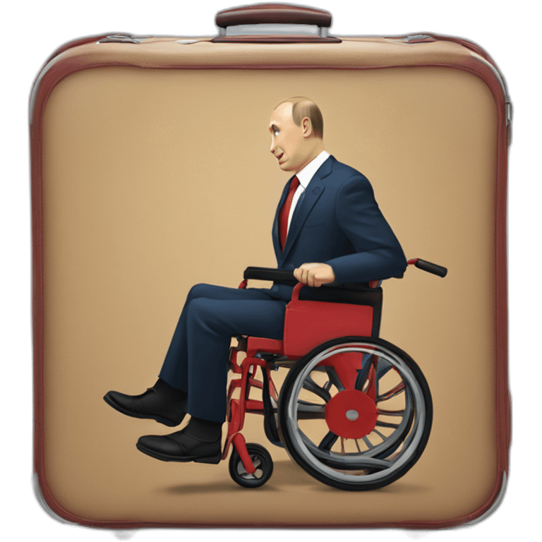 Depressed vladimir putin big red wheelchair jumps out of suitcase emoji