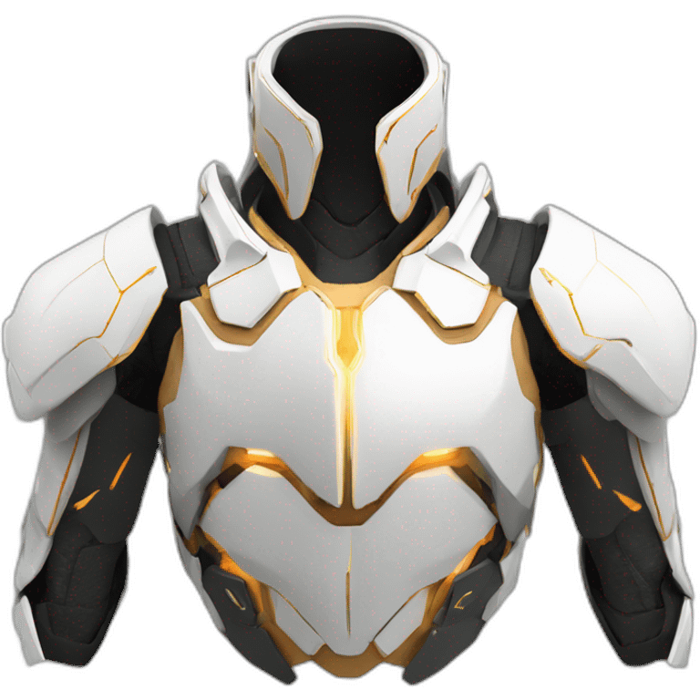 futuristic armored Omega Energy breastplate radiating omega energy emoji