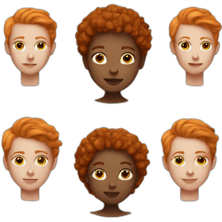 three faces ginger, black, non binary emoji