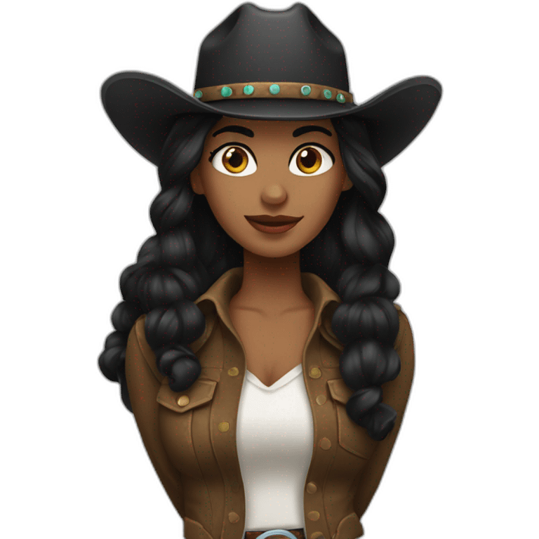 cowgirl straight black hair emoji