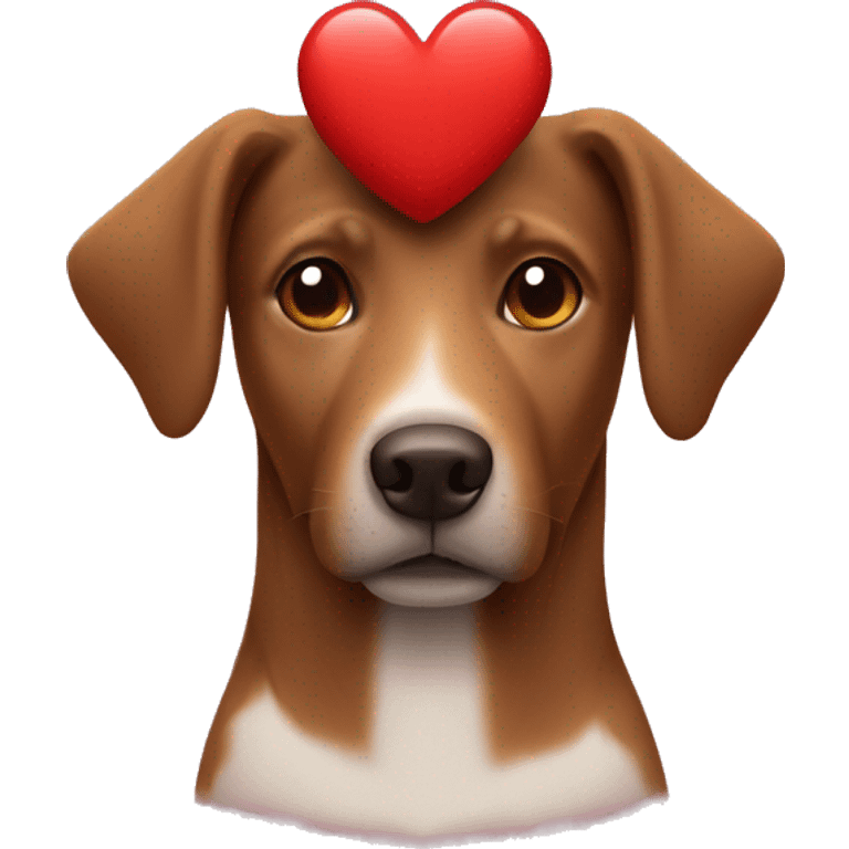 A brown dog wearing a heart hat / masc emoji