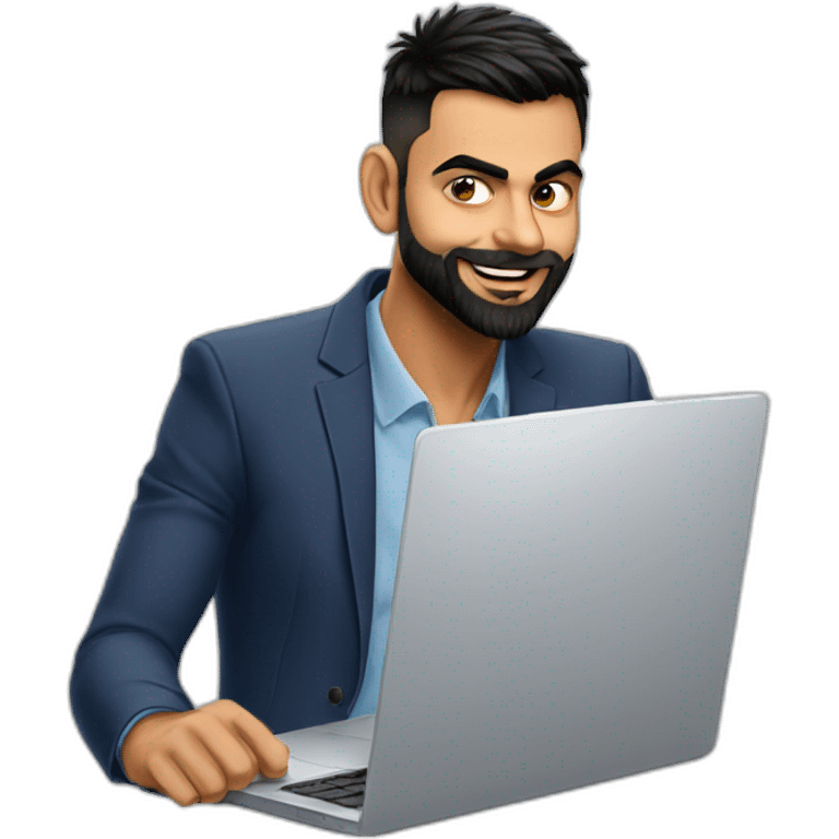 virat kohli with laptop emoji