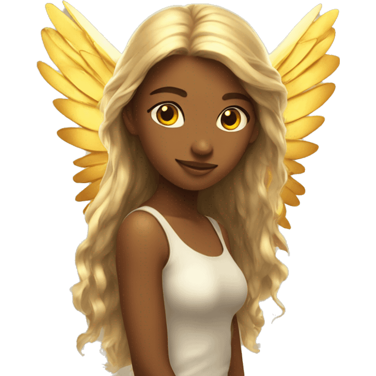 big wings, sun, gold, Beautiful, fairy, long hair emoji