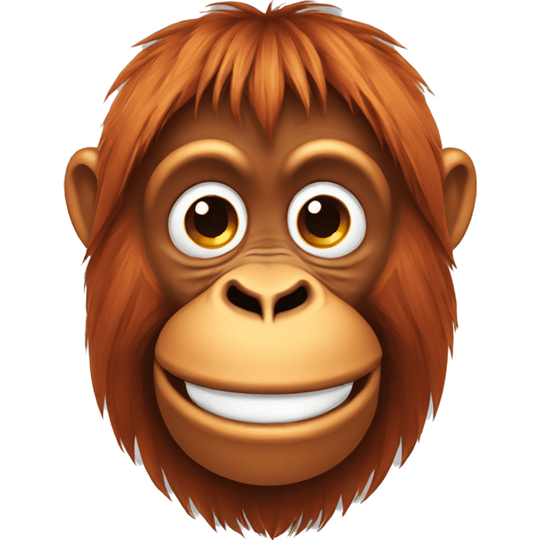 Orangutan face, smiling and looking down emoji