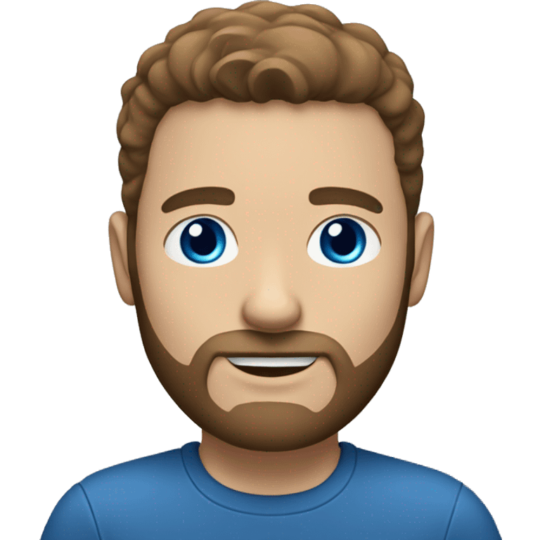 white man with blue eyes brown middle parted hair and beard emoji