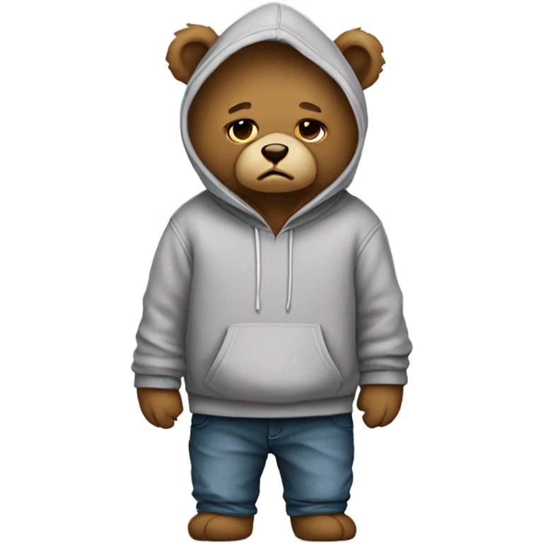 Sad teddy bear with hoodie emoji