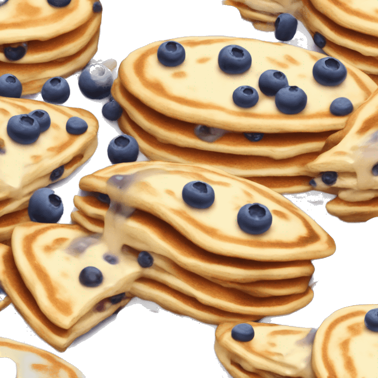 Aesthetic pancakes with blueberries emoji