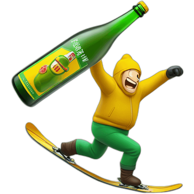 man-skiing-over-a-giant-green-bottle-of-buckfast-tonic-wine-with-slogan-made-my-monks-makes-you-drunk-fast-on-a-yellow-label-on-the-bottle emoji