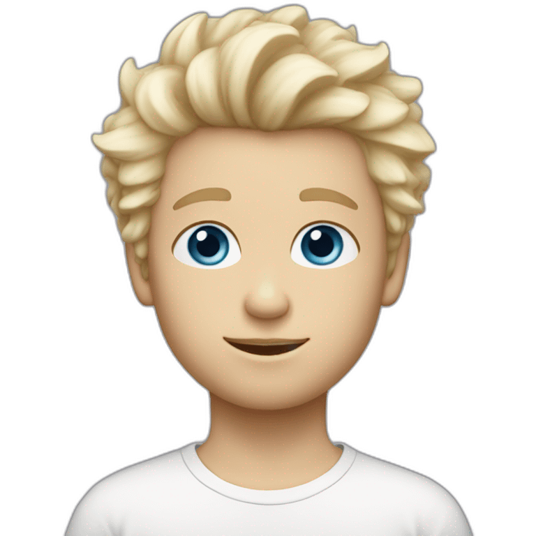 Blonde blue-eyed white boy with fluffy hair emoji