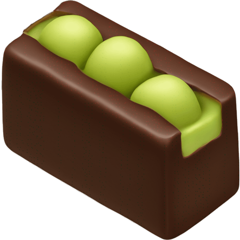 rectangular chocolate with green pistachio filling inside emoji