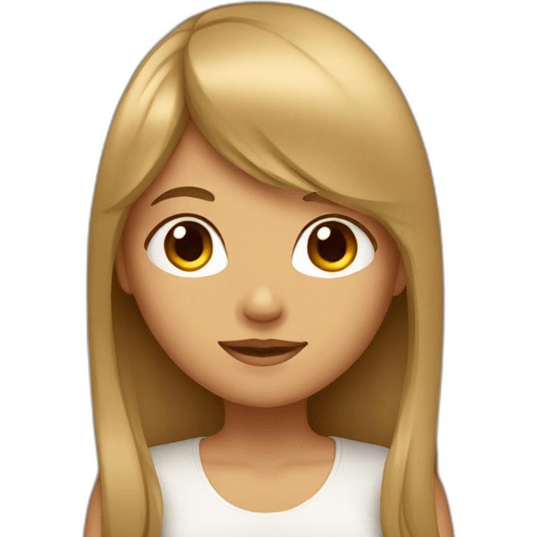 tan girl with long hair and bangs with star emoji