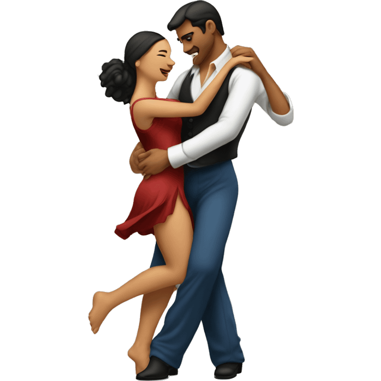 A couple dancing a very emotional, sensual tango Argentino with her leg wrapped around him emoji