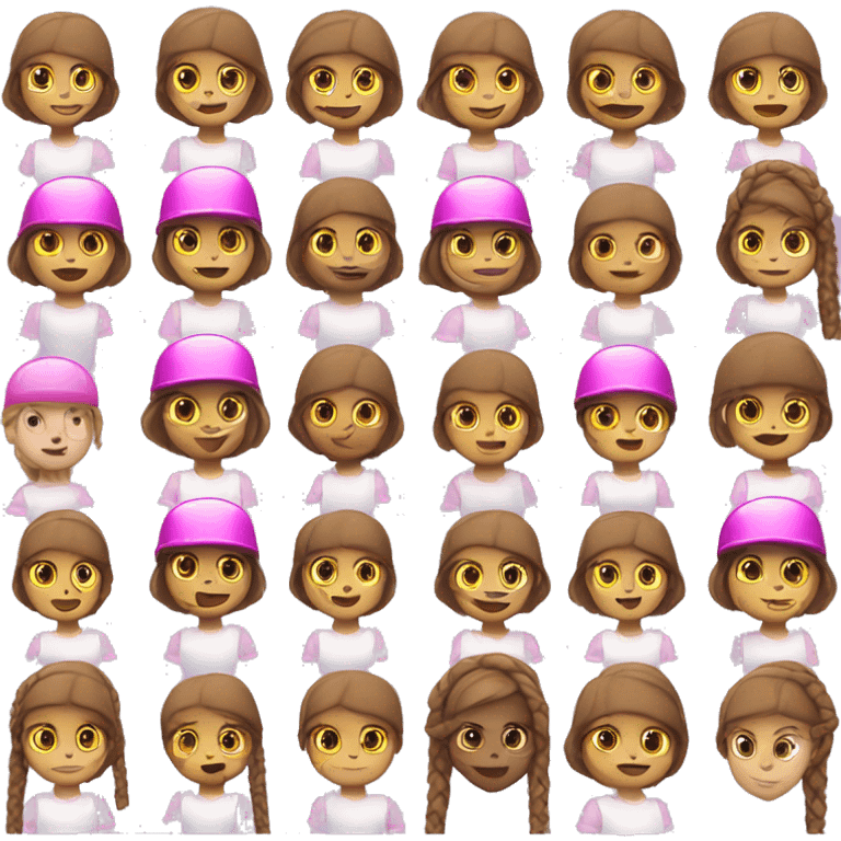 white little girl, brown hair with braids, with pink helmet skateboarding emoji