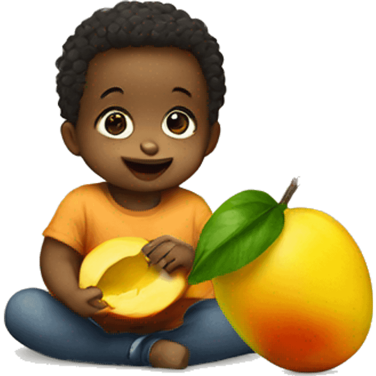 Toddler eat mango emoji