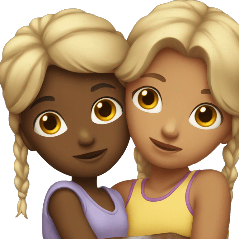 Two girls cuddling emoji