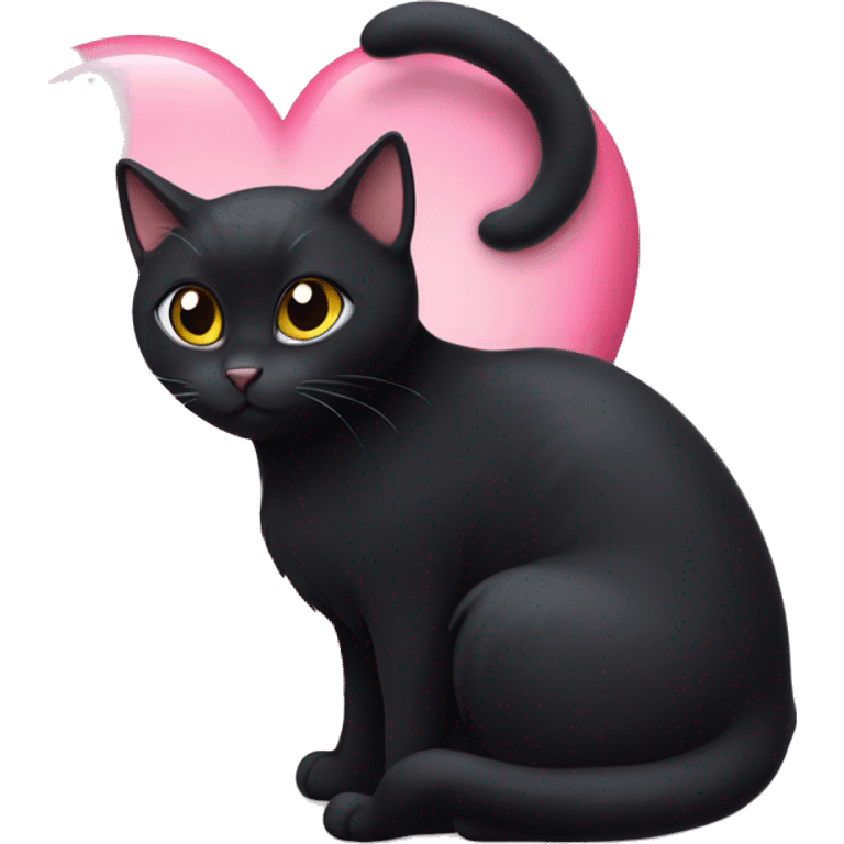 Black cat with her tail shaped in a heart emoji