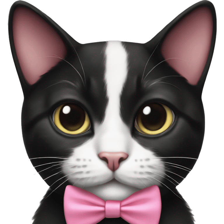 Tuxedo cat with pink bowtie emoji