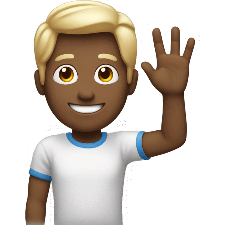 happy guy, waving hand emoji