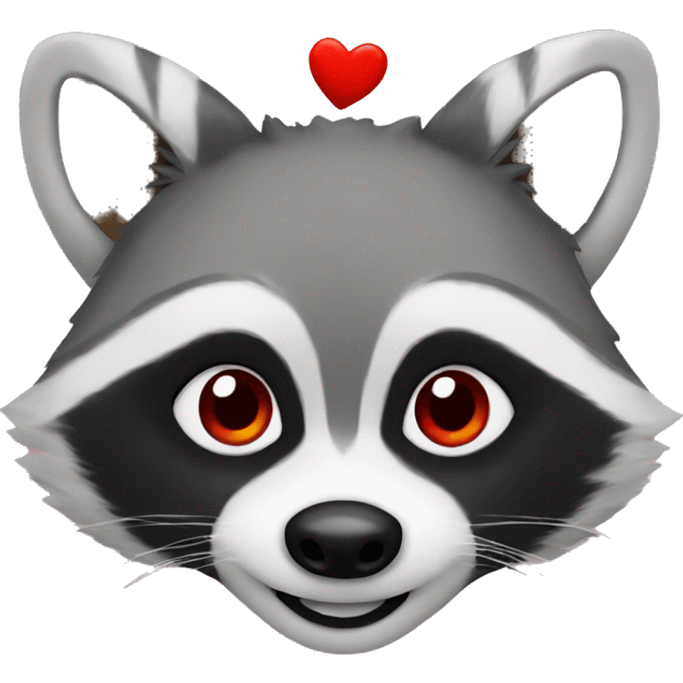 Raccoon with hearts emoji