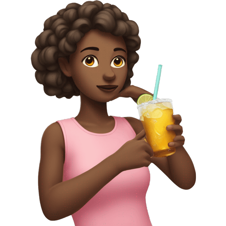 girl wirh drink and inrospective emoji