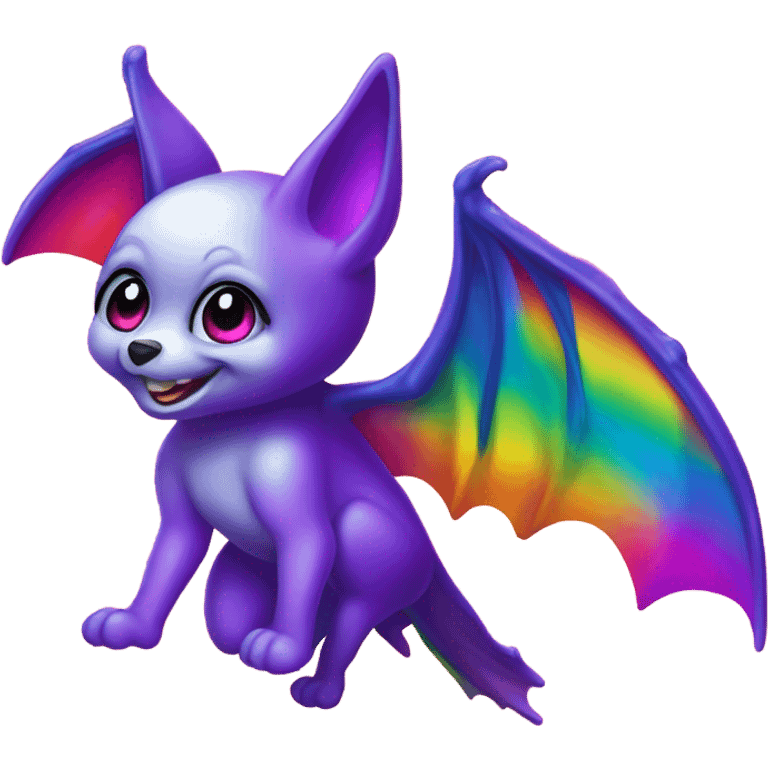 Lisa frank rainbow Halloween bat emoji