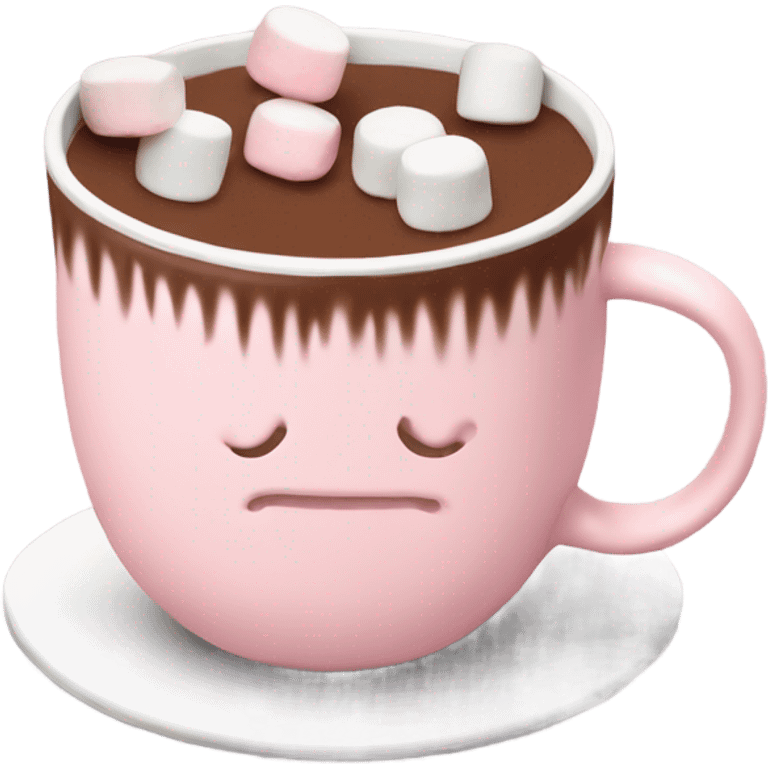 Light Pink mug of hot chocolate with marshmallows  emoji