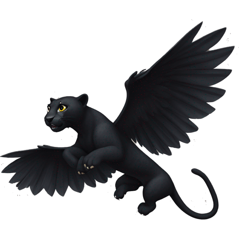 winged black leopard flying emoji