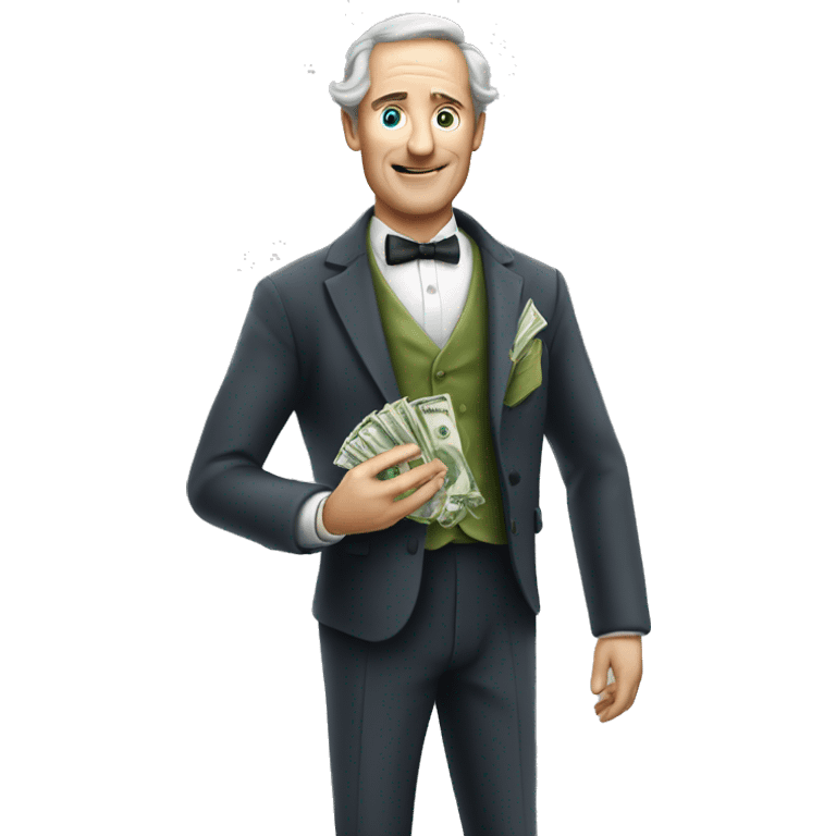 Photorealistic A British gentleman with money emoji