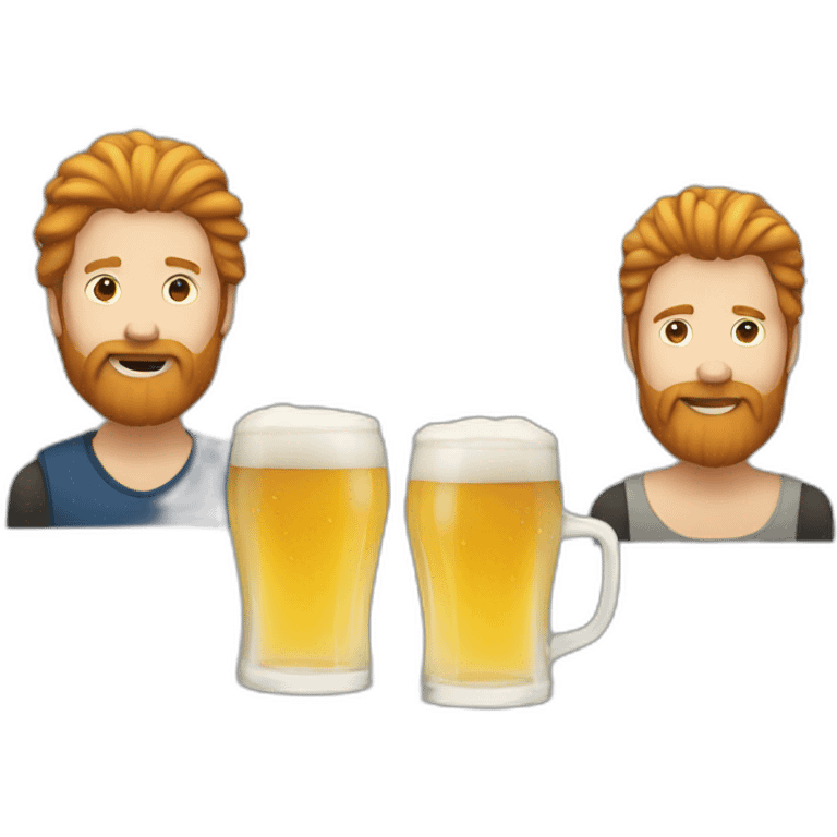 Man with a ginger beard and a mullet drinking a beer emoji