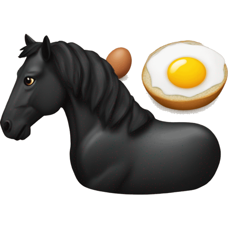 horse eating steak and eggs in black uggs emoji