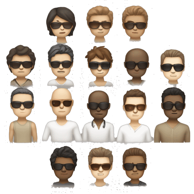 brown hair, white skin color asian men with sun glasses, make it from soulders and only one emoji emoji