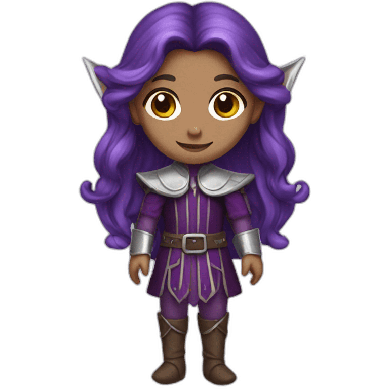 elf with brown long hair and dark purple and silver outfit  emoji