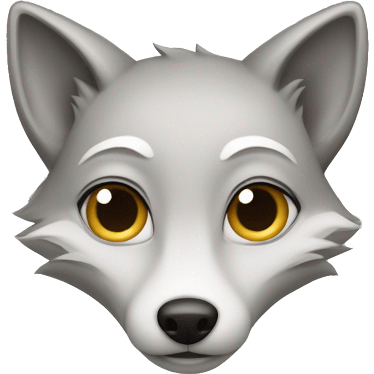 The face of the species of a silver fox emoji