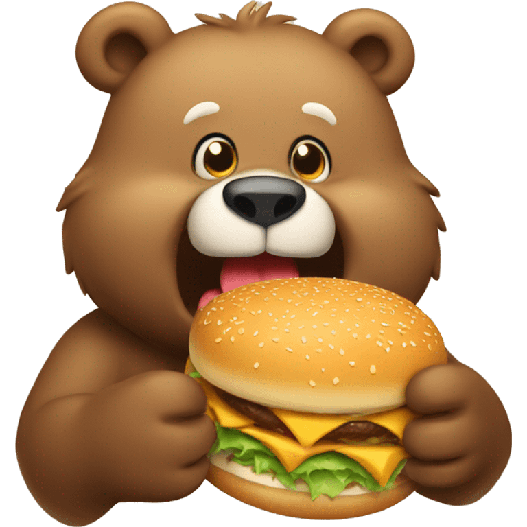 cute bear eating hamburger  emoji