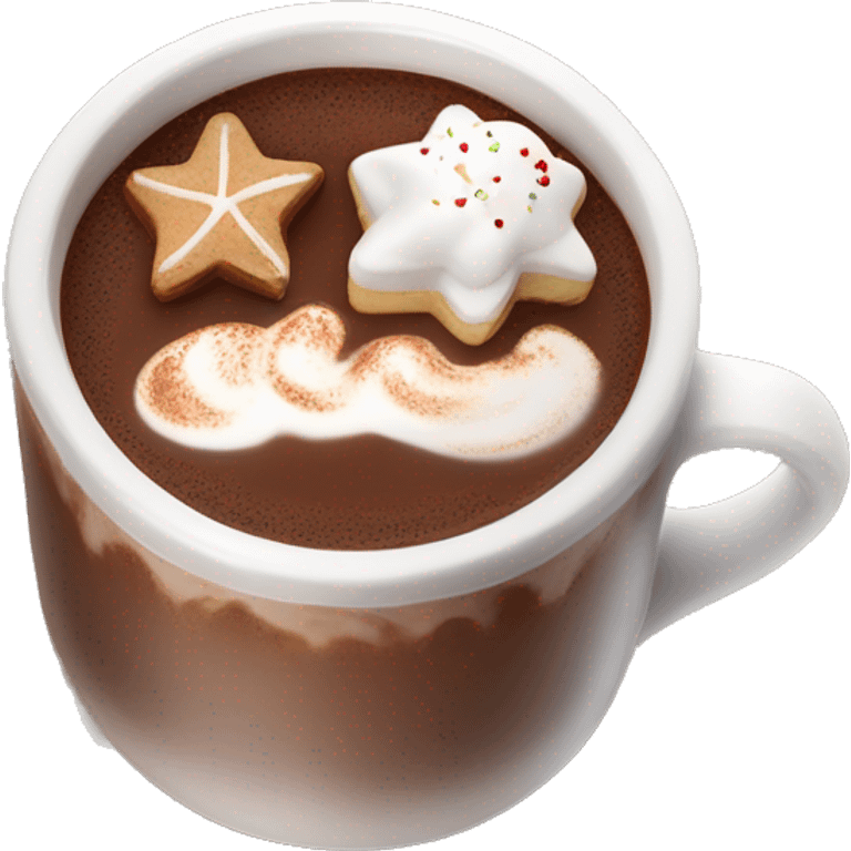 gourmet and comforting hot chocolate with foam and decoration emoji